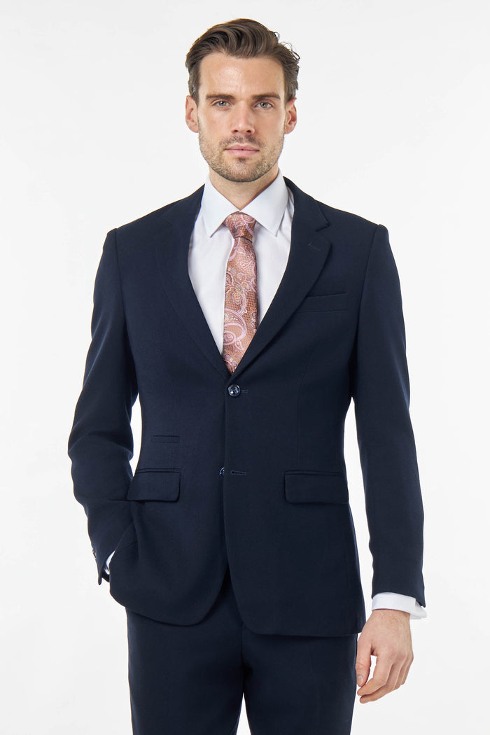 ZAK - NAVY BLUE HONEYCOMB TAILORED 3 PIECE SUIT