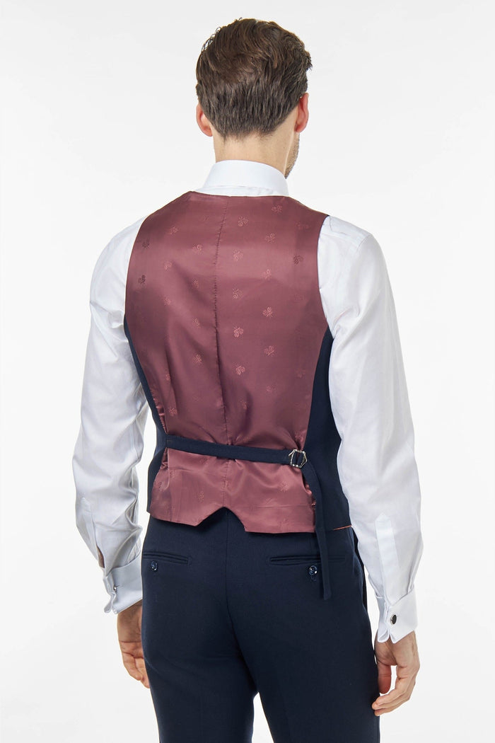 ZAK - NAVY BLUE HONEYCOMB TAILORED 3 PIECE SUIT