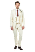 ZAK – IVORY TAILORED 3 PIECE SUIT STONE HONEYCOMB