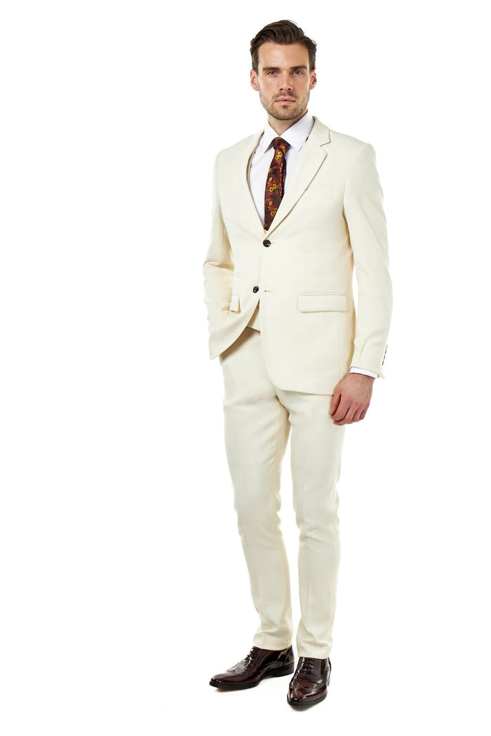 ZAK – IVORY TAILORED 3 PIECE SUIT STONE HONEYCOMB