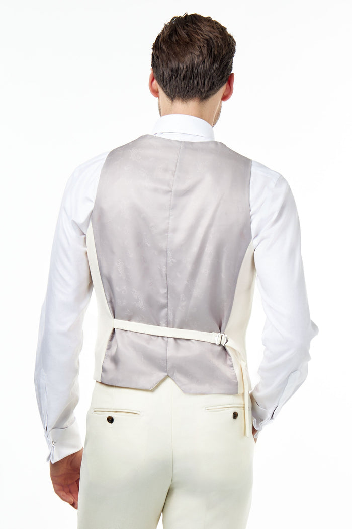ZAK – Cream Honeycomb Double Breasted Suit Waistcoat