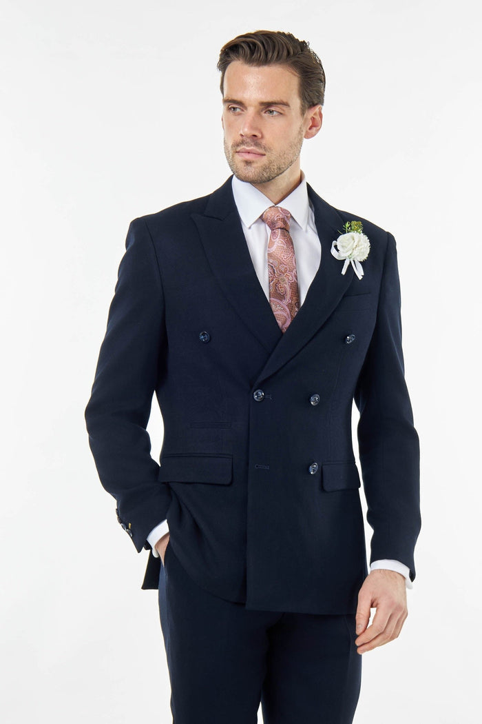 ZAK – NAVY BLUE DOUBLE BREASTED TAILORED 2 PIECE SUIT