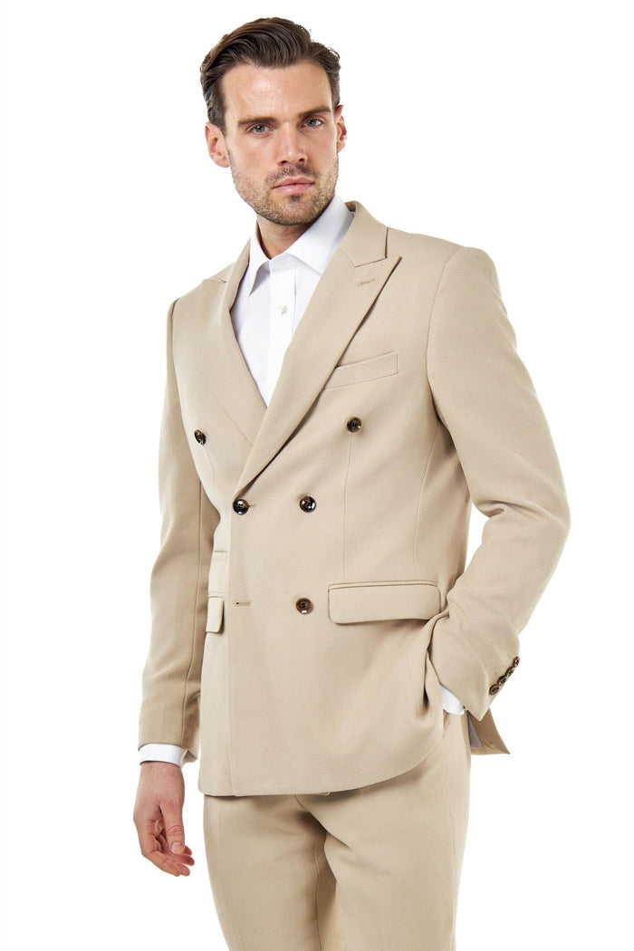 ZAK – Stone Double Breasted Tailored 2 Piece Suit