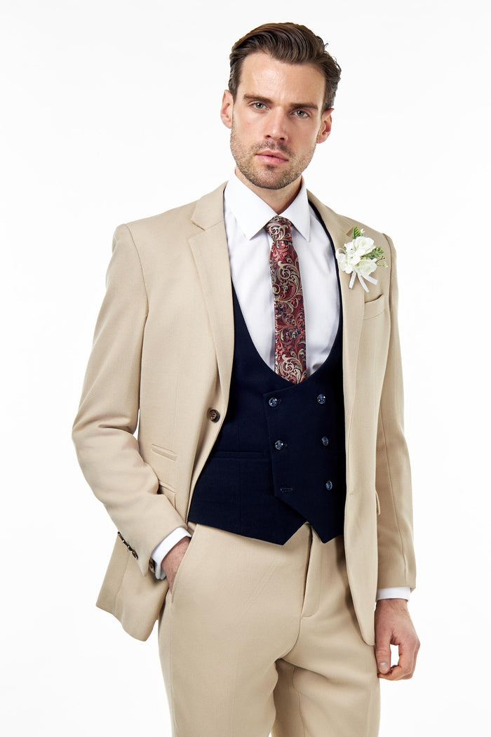 ZAK – STONE TAILORED 3 PIECE WEDDING SUIT