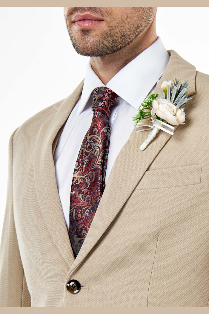 ZAK – STONE TAILORED 3 PIECE WEDDING SUIT